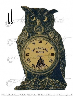 Printable Vintage Owl Sign Clock Printable Halloween ...