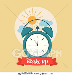 Vector Clipart - Wake up good morning poster with alarm ...