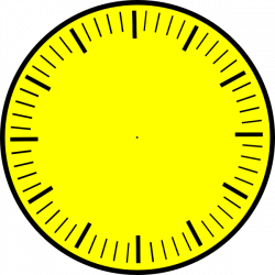 Clock Face (yellow), Hour And Minute Marks, No Hands Clip Art at ...