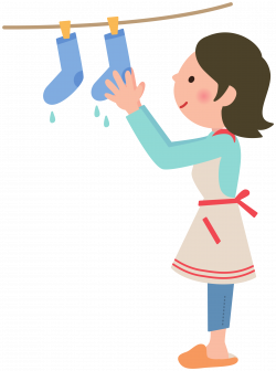 Clipart - Woman hanging out laundry on the clothesline