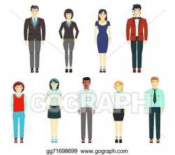 Vector Clipart - Set of young men and women wearing office ...
