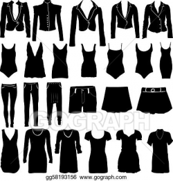 Vector Art - Womens clothing silhouettes. Clipart Drawing ...