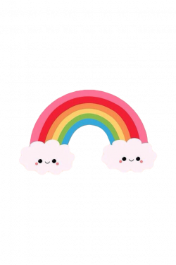 rainbow cute clouds colors face blush red blue green...