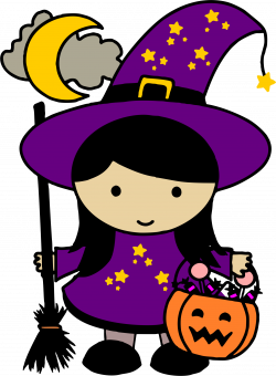 Clipart - Cute Halloween Witch - Colored