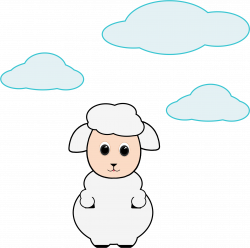 Clipart - Cute Lamb In The Clouds