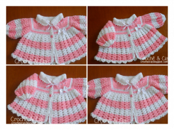 Casaquinho de lã Rosa e Branco (Croche e Cia) | Pinterest | Crochet ...