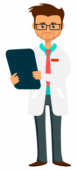 Clipart - Doctor holding clipboard - fixed arm and whiter coat