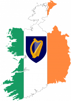 Clipart - Republic Of Ireland Map Flag With Coat Of Arms
