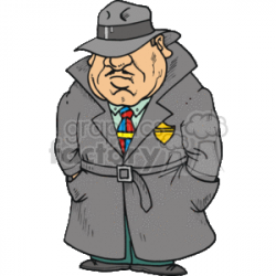 A Police Officer in a Grey Trench Coat clipart. Royalty-free clipart #  161576