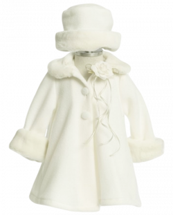 Ivory Fleece & Fur Trim Dress Coat with Matching Fur Trimmed Hat ...