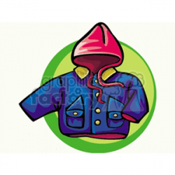 A blue jacket with a red hood clipart. Royalty-free clipart # 137998