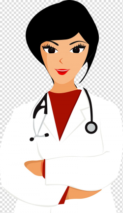 Female doctor wearing lab coat and stethoscope wrapped ...