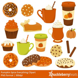 Pumpkin Spice Clipart, Fall, Donut Clipart, Coffee Clipart ...