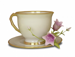 Cream and Gold Tea Cup with Pink Flower Large Transparent Clipart ...