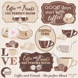 Coffee clipart, Coffee time clipart, Coffee frame clipart, Coffee cups,  Coffee words, AMB-1566