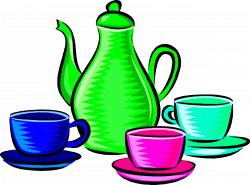Clipart - Coffee pot and cups (colour 2)