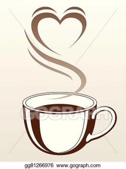 EPS Vector - Coffee or tea cup with heart. Stock Clipart ...
