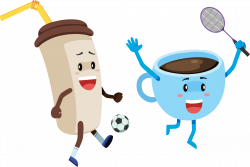 Breakfast Cartoon Drink Clip art - Playing soccer coffee cups 2933 ...