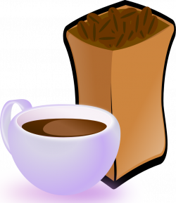 OnlineLabels Clip Art - Cup Of Coffee With Sack Of Coffee Beans