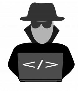Clipart - spy behind computer