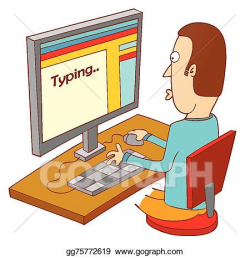 Vector Stock - Typing on computer. Clipart Illustration ...