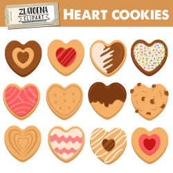 Heart Cookies clip art Biscuits clip art Cookies Clipart Set Cookie Clip  art Digital Cookies Sweets clipart Bakery clipart Biscuits Cookie