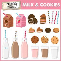Milk & Cookies Clipart Set Cookie Clip art Milk Clipart Digital Cookies