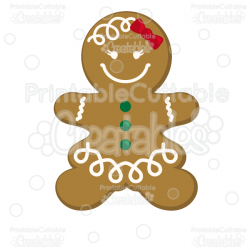 Gingerbread Girl Cookie SVG Cutting File & Clipart