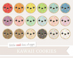 Kawaii Cookie Rainbow Sprinkles Clipart, Cookie Clip Art Frosting Icing  Dessert Baking Cute Digital Graphic Design Small Commercial Use