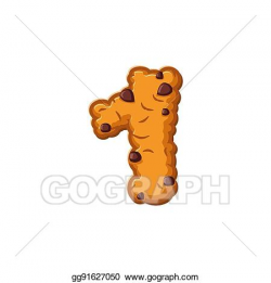 Vector Illustration - Number 1 cookies font. oatmeal biscuit ...