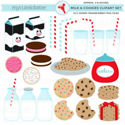 Milk & Cookies Clipart Set - clip art set of cookies, milk ...