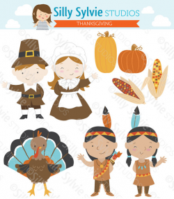 Thanksgiving Clip Art: Pilgrims, Turkey, Native American ...