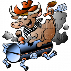 BBQ Grill Cow Holding a Spatula