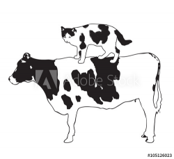 Dotted cat riding cow - Buy this stock vector and explore ...