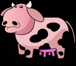 Pink Cow Cartoon Comic Vector Clip clipart free image