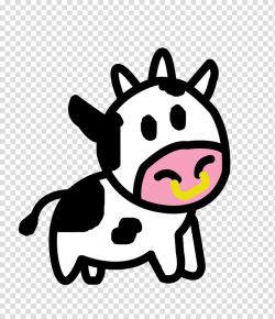 Cartoon Cow PSD, black and white cow art transparent ...