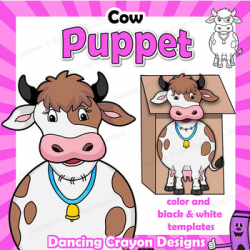 Puppet Cow Craft Activity | Printable Paper Bag Puppet Template