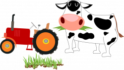 Cartoon Cattle Agriculture Clip art - Cow grass farm tractor 876*495 ...