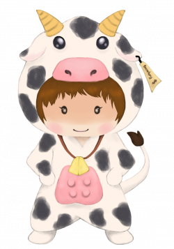 Cow clipart chibi - Pencil and in color cow clipart chibi