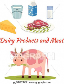 Vector Art - Cow - milk and meat products icons. EPS clipart ...
