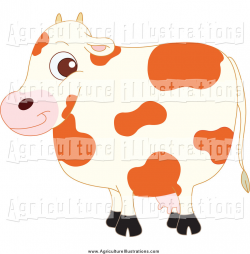 Agriculture Clipart of a Cute Spotted Cow in Profile by ...