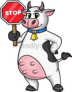 Cow Mascot Holding Stop Sign | Clipart Of Animals | Cow ...
