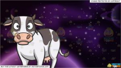 An Intrigued Cow and Outer Space Background