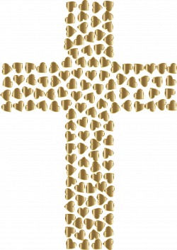 Clipart - Golden Hearts Cross No Background