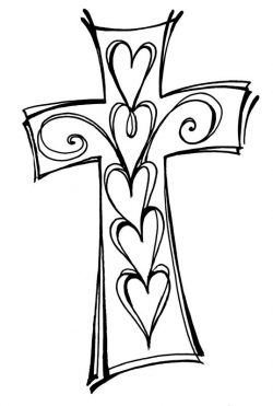 538x800 Cross And Swirls Black and White Christian Clipart ...