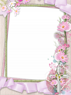 Pink PNG Photo Frame with Cross and Flowers | Gallery Yopriceville ...