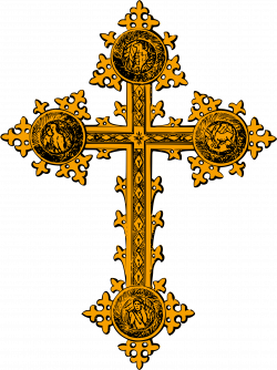 Clipart - Freestanding cross (gold with detail)