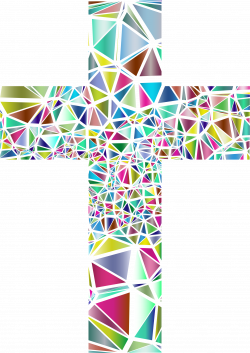 Clipart - Low Poly Stained Glass Cross 3 No Background