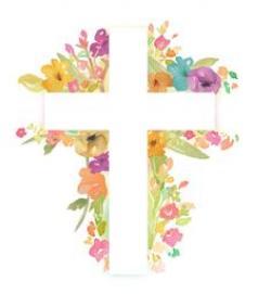 Cross With Flowers. Watercolor Flower Cross. - Clip Art Library
