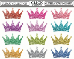 CROWN GLITTER COLORFUL ClipArt: Glitter Sparcle Red Pink Lilac Silver Crown  Clip Art, Prince, Princess, for invitation, Transparent Png